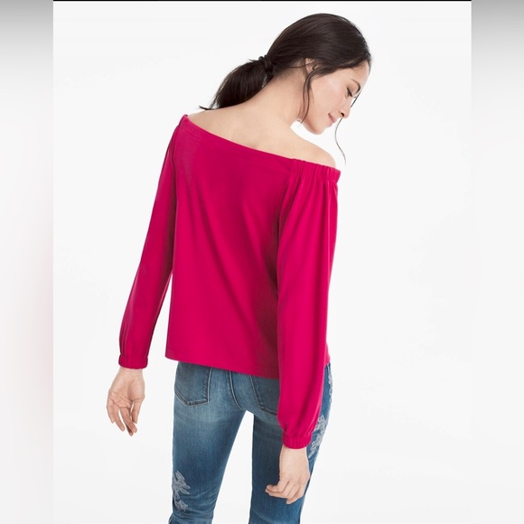WHBM - Long Sleeve Off The Shoulder Top In Pink - Picture 6 of 11